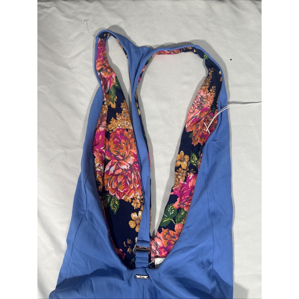 NEW $154 Maaji [ Medium ] Tiky Reversible Cheeky Cut Plunge One Piece Blue T1955 - Picture 8 of 13
